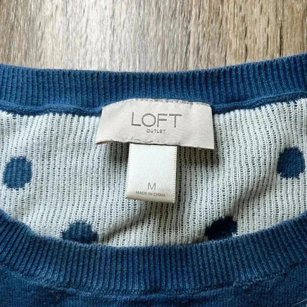 Womens LOFT Blue Polka Dot Sweater - M - Picture 8 of 8